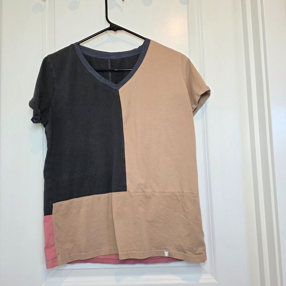 Armiriki Patchwork Colorblock Tshirt Womens M Earthy Tone 100% Cotton Breathable
